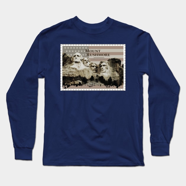 Mount Rushmore Stamp Long Sleeve T-Shirt by Northofthepines